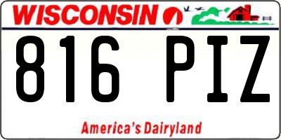 WI license plate 816PIZ