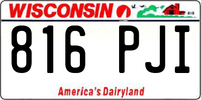 WI license plate 816PJI