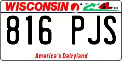 WI license plate 816PJS