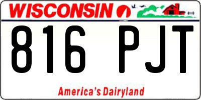 WI license plate 816PJT