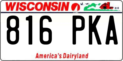 WI license plate 816PKA