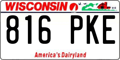 WI license plate 816PKE