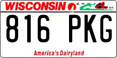 WI license plate 816PKG