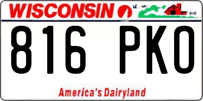 WI license plate 816PKO
