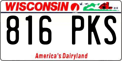 WI license plate 816PKS