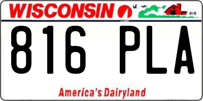 WI license plate 816PLA