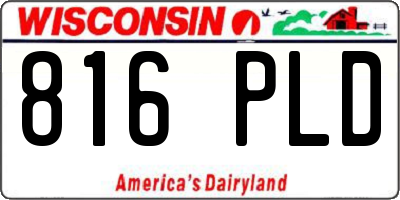 WI license plate 816PLD