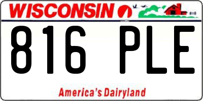 WI license plate 816PLE