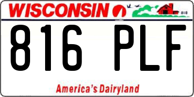 WI license plate 816PLF