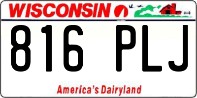 WI license plate 816PLJ