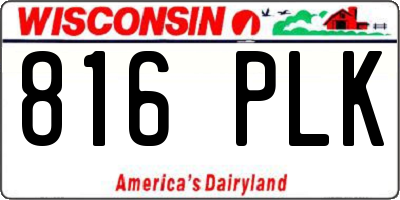 WI license plate 816PLK