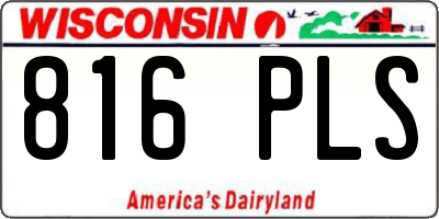 WI license plate 816PLS