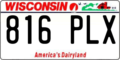WI license plate 816PLX