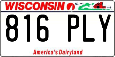 WI license plate 816PLY