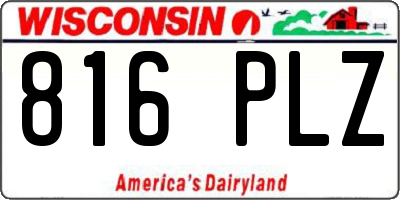 WI license plate 816PLZ