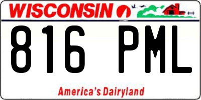 WI license plate 816PML