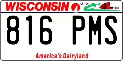 WI license plate 816PMS
