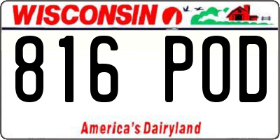 WI license plate 816POD