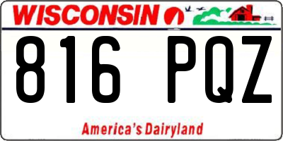 WI license plate 816PQZ