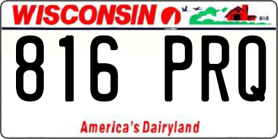 WI license plate 816PRQ