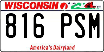 WI license plate 816PSM