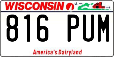 WI license plate 816PUM