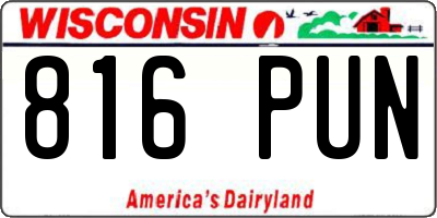 WI license plate 816PUN