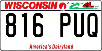WI license plate 816PUQ