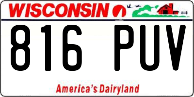 WI license plate 816PUV