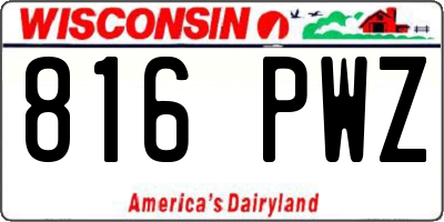 WI license plate 816PWZ