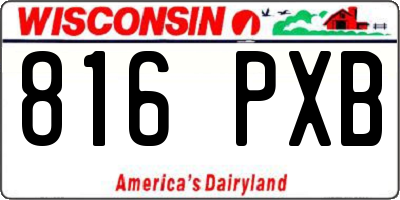 WI license plate 816PXB