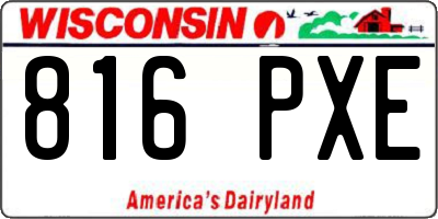 WI license plate 816PXE