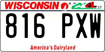 WI license plate 816PXW