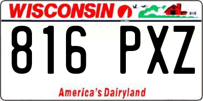 WI license plate 816PXZ