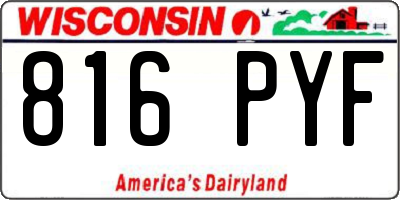 WI license plate 816PYF