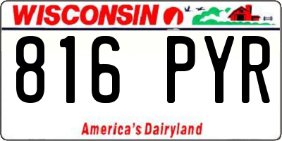 WI license plate 816PYR