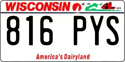 WI license plate 816PYS