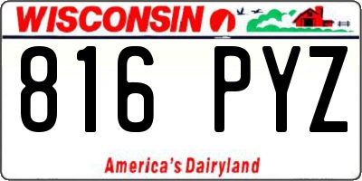 WI license plate 816PYZ