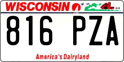 WI license plate 816PZA