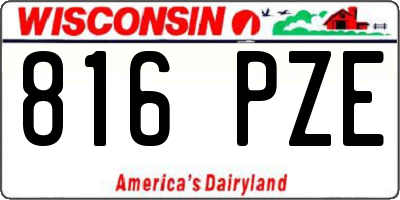 WI license plate 816PZE