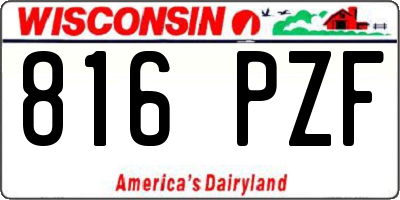 WI license plate 816PZF
