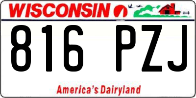 WI license plate 816PZJ