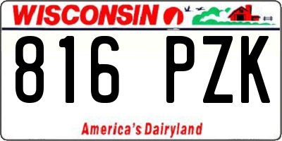 WI license plate 816PZK