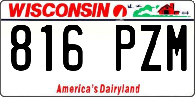 WI license plate 816PZM