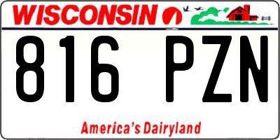 WI license plate 816PZN