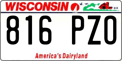 WI license plate 816PZO