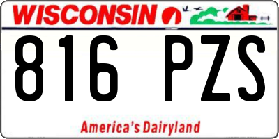 WI license plate 816PZS