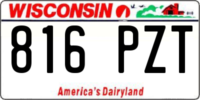 WI license plate 816PZT