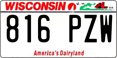 WI license plate 816PZW