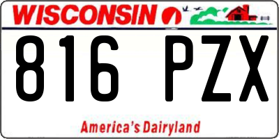WI license plate 816PZX